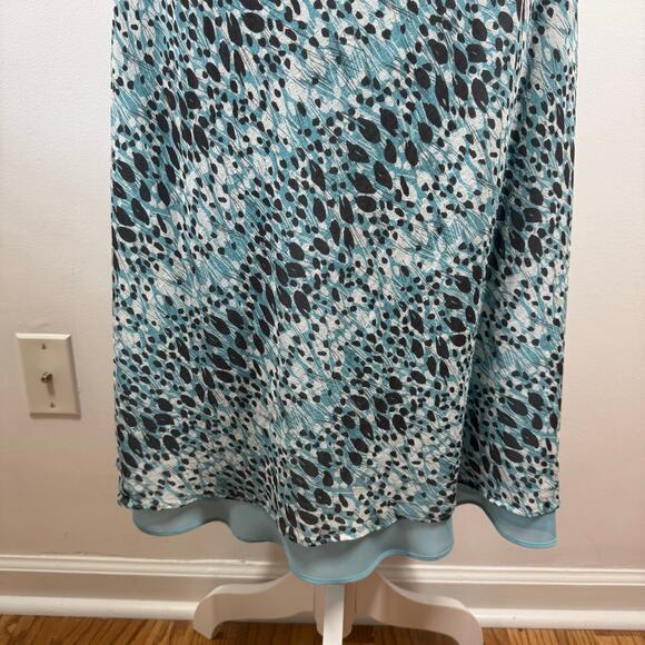 Ann Taylor Dress Women 10 Blue Black Silk Leopard Halter Spice Girl Y2K Beach - Picture 5 of 8